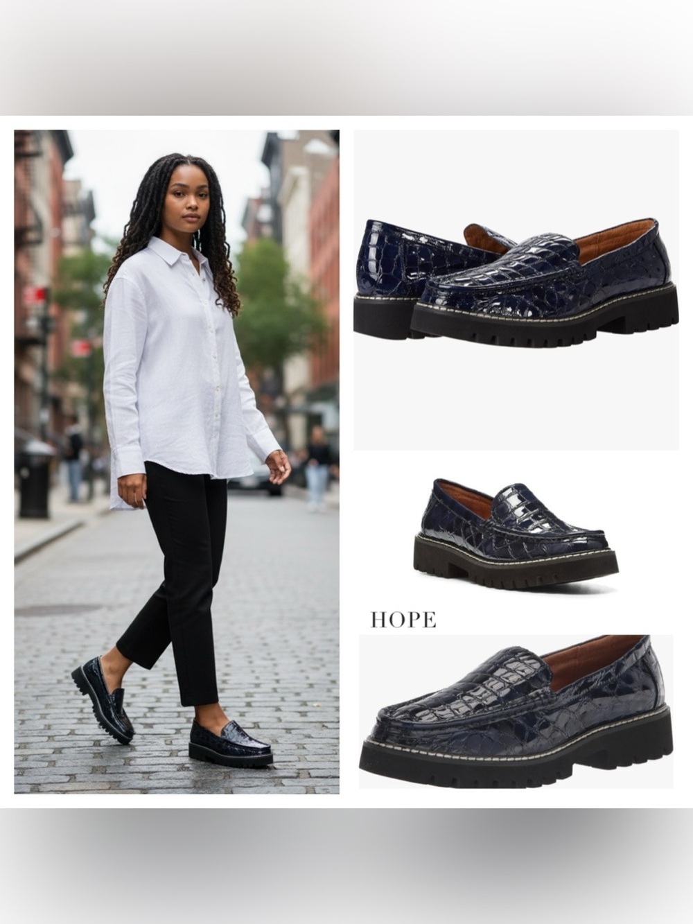 Donald J Pliner Womens Hope2 Navy Croc-Embossed Leather Loafers size 6 M